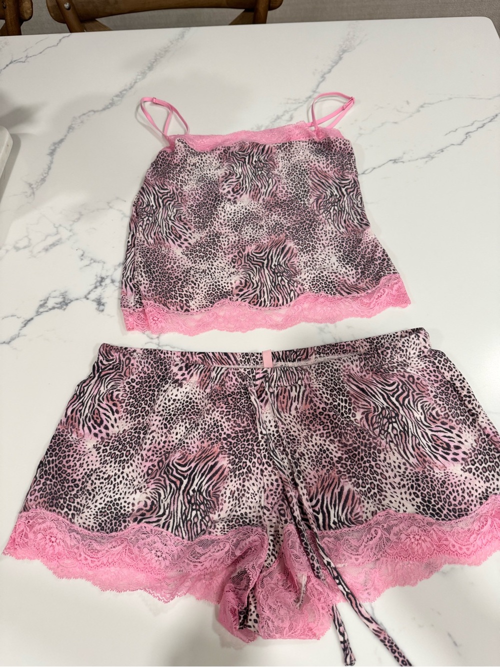 SKIMS Bloom Mini Multi Animal Print Lace Cami & Shorts Set Pink